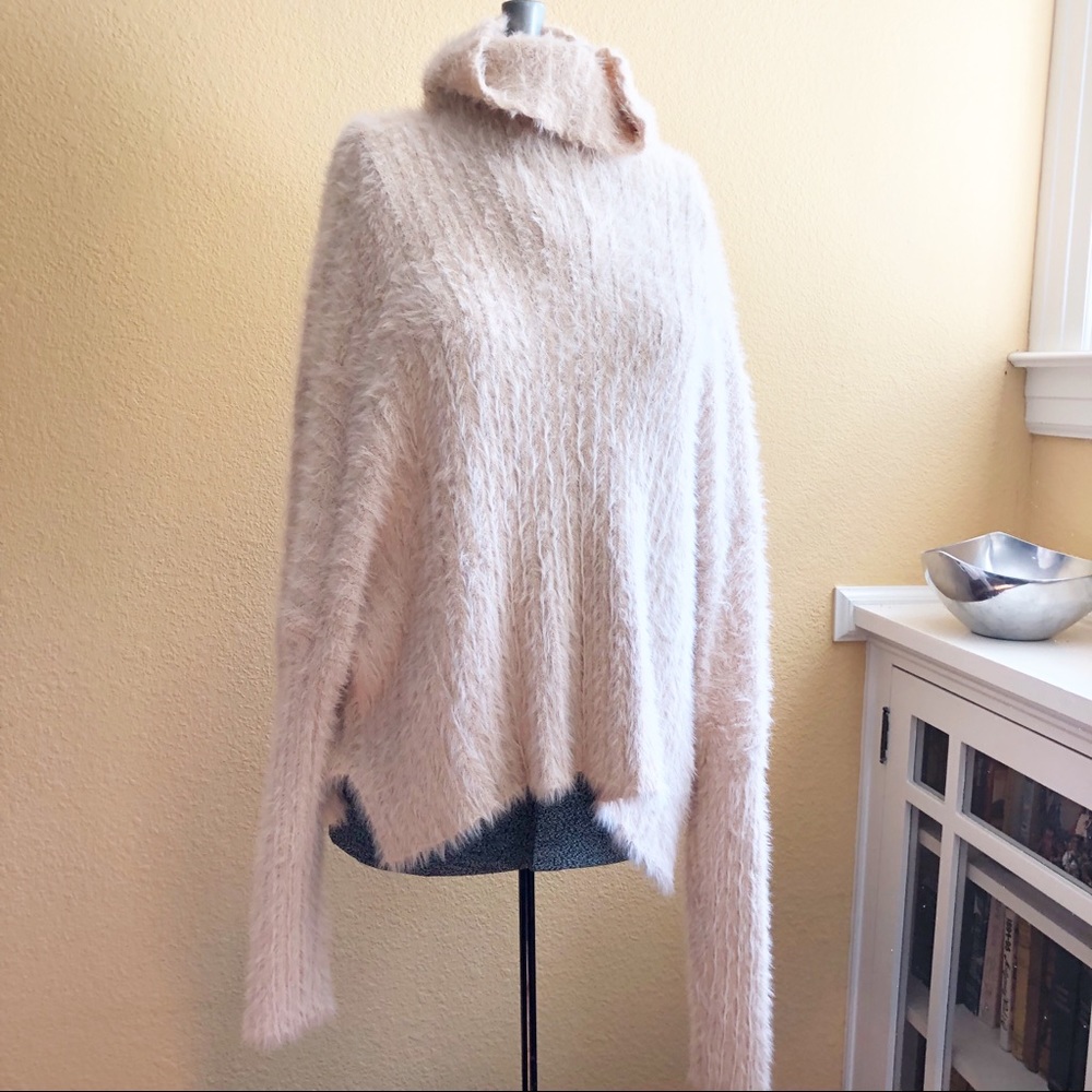 Free People Cream Chunky Knit Cowl Sweater